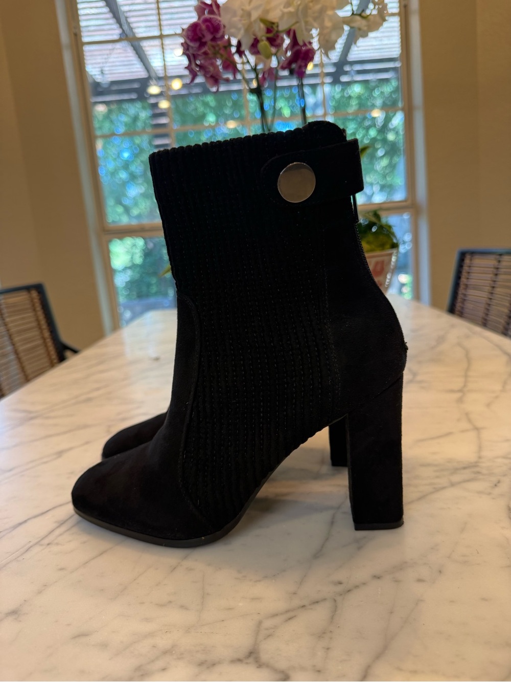 Impo Black Suede-Look Ankle Sock Boots